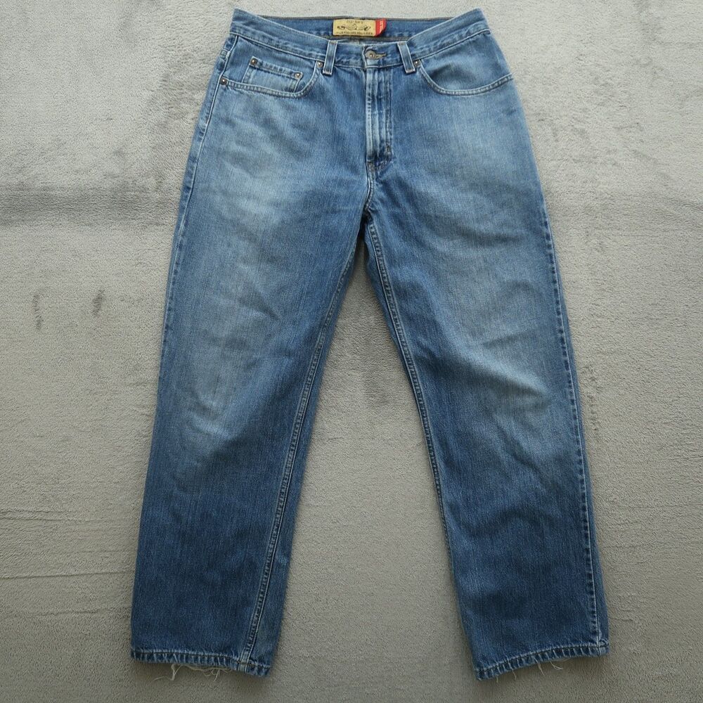 Old Navy Jeans Mens Size 32x30 Blue Regular Straight Rigid Denim Pants Stained